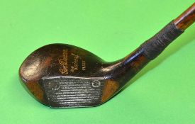 Fine George Duncan Patent Curiass wooden cleek with integral metal face insert and over lapping sole