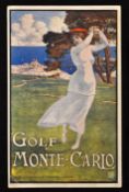 Rare and original Monte-Carlo advertising golfing postcard titled 