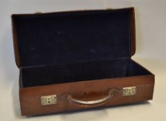 Leather Tennis clothes case - a good block leather case with the initials HWH embossed to the lid
