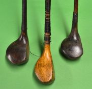 3x Wm Park Musselburgh woods to incl 2x scare necks a driver and brassie and early socket head