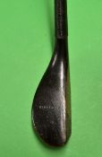 J Morris dark stained beech wood longnose driver c1885 - with later added leather face insert to the