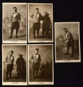 Set of 5x theatrical golfing postcards - featuring John Humphries as 