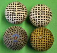 4x various square mesh and dimple golf balls - all repainted to incl Chemico Bob dimple , Silver
