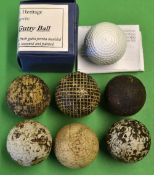 Interesting collection of mostly guttie golf balls (7) - includes an authentic 