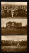 3x HRH Prince of Wales Golfing at St Andrews. Dundee Advertiser Real Photograph cards to incl titled