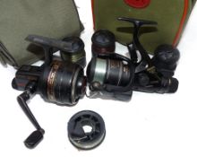 REELS: (2) & Spools (6) Shimano Sahara 3000M GTE rear drag rear with fighting drag, single handle,