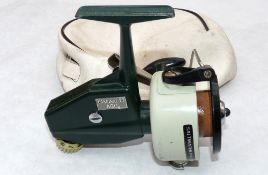 REEL: Abu Sweden Cardinal 77 green cream spinning reel, foot stamp 047207, snap shut bail, rear