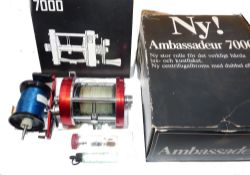 REEL: Abu Sweden Ambassadeur 7000 multiplier reel in as new condition, foot stamp 081200, star drag,