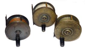 REELS: (3) Three Anderson of Edinburgh Scottish pattern all brass trout fly reels, in 3