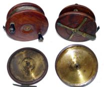 REEL: Large mahogany wood and brass 8