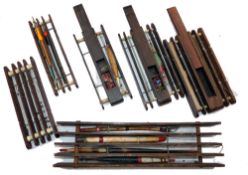 ACCESSORIES: (6) Collection of 6 early float/cast winders, 3 with sliding lid centre compartments,