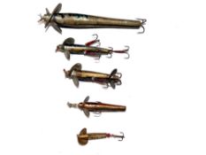 LURES: (5) Collection of 5 Fosters and similar Kill Devel metal lures, 1