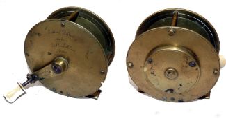 REEL: Eaton & Deller by Farlow's, Maker 6&7 Crooked Lane London folding handle brass winch, 3.5