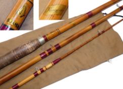 ROD: Rare early B James London The kingfisher Built to Endure cane rod, 12' 3 pce, whole cane butt