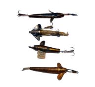 LURES: (4) A rare Wm Brown Patent Serpantanic wire minnow lure, 2