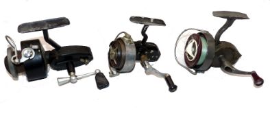 REELS: (3) Hardy Altex No.1 Mk1V spinning reel, black war-time finish, LHW folding handle,