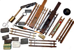 ACCESSORIES: Collection of various wood line and floats winders, two with central shot compartments,