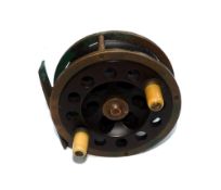 REEL: Percy Wadham brass/ebonite Cowes reel, 3.5