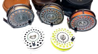 REELS & SPOOLS: (5) Three Hardy The Princess lightweight alloy trout fly reels, with U shaped