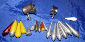 TOURNAMENT ACCESSORIES: Rare pair of tournament casting funnel butt ring line guides, one screw, one