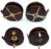 REELS: (2) Pair of early bone handled Nottingham reels, a 4