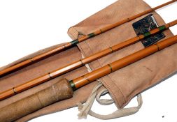 ROD: Scarce Hardy The Avon 11' 3 piece rod, No.G33580, whole cane butt, split cane middle/tip, green