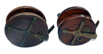 REELS: (2) Milward's Mariner mahogany and brass sea Nottingham starback reel, 4.5