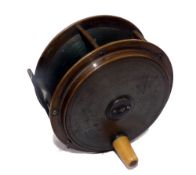 REEL: Army Navy, London all brass raised face Hercules salmon fly reel, 4.5