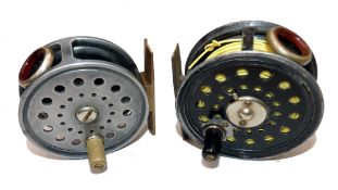 REELS: (2) Milward's Flycraft alloy dry fly reel with good red agate line guide, 2.75