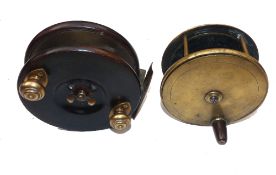 REELS: (2)Farlow all brass wide drum salmon plate wind reel, 4.5