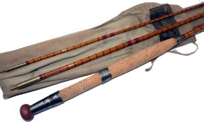 ROD: Pape of Newcastle 10' 3 pcs split cane trout fly rod, full recent restoration, burgundy close