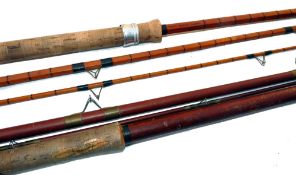RODS: (2) Walkers of Hythe kit form hand built 12' 3 piece split can Avon style rod, marked 