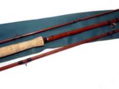 ROD: JS Sharpe of Aberdeen 13' 3 piece spliced joint salmon fly rod, burgundy whipped snake