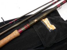 ROD: Bruce & Walker 15' 3 piece carbon salmon fly rod, line rate 10/11, burgundy whipped guides, 24