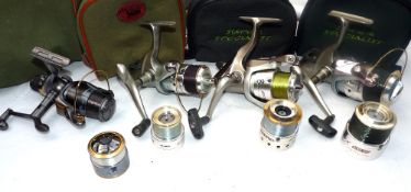 REELS: (4) Three Okuma Epix front drag spinning reels, models  Eb30, EFS 40 and EB 50, all