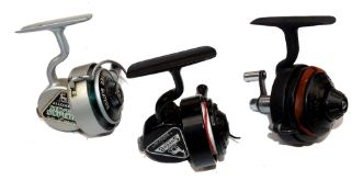REELS: (3) Allcock's SuperB threadline spinning reel, silver finish LHW, half bail, fine, a