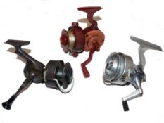 REELS: (3) Three odd ball spinning reels, P.M. Tamson, Holland alloy half bail spinning reel, well-