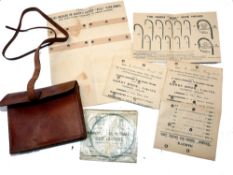 WALLET: Rare Hardy The Wallet in fine brown pig skin with original wrap cord, measuring 5