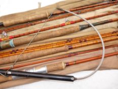 RODS: (4) & TAILER: Halman Lancaster 12' 3 piece split cane salmon fly rod with correct spare tip,