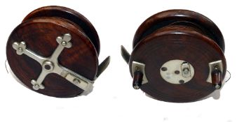 REEL: Scarce nickel plated clover star back Slater style Nottingham reel, 4