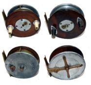 REELS: (2) Pair of Zephyr pattern mahogany/alloy Centrepin reels, 3.4