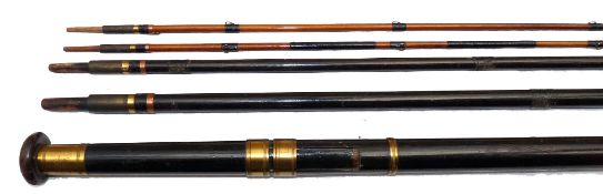 ROD: Early J Jones Maker 111 Jermyn St., London, 16' greenheart/lancewood drop ring rod, 5 piece