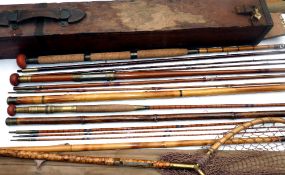 RODS (4) & ACCESSORIES: early J Gillet, Maker 40 Fetter Lane London 10' 3 pce split cane trout fly