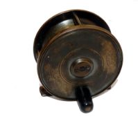 REEL: Fine Hardy Birmingham pattern all brass trout fly reel, 3