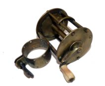 REEL: Early brass collar fitting slide lock all brass winch, 1.75