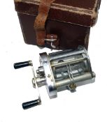 REEL: Hardy Elarex chromed multiplier casting reel, twin black handles, level wind, ratchet check