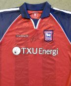 Signed 2001-2003 Ipswich Town away football shirt signed by Darren Bent, child size, blank to the