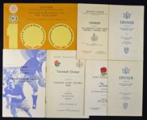 Collection of various Canada rugby tour dinner menus from the 1960s to onwards to include vs Western