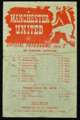 War-time 1944/1945 Manchester Utd v Stoke City football programme at Maine Road match programme (
