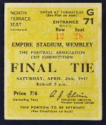 1947 FA Cup Final ticket Good